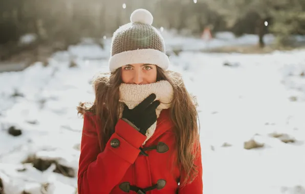 Picture winter, girl, face, hat, coat, Miriam