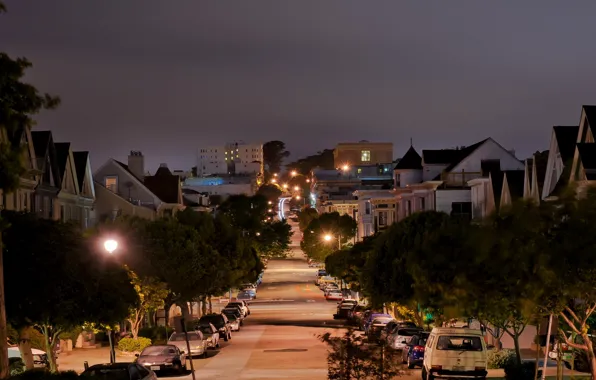 Night, lights, street, california, CA, night, san francisco, street