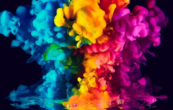 Colors, colorful, abstract, rainbow, background, Smoke, ink