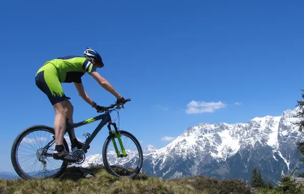 Landscape, mountains, nature, bike, cyclist, guy