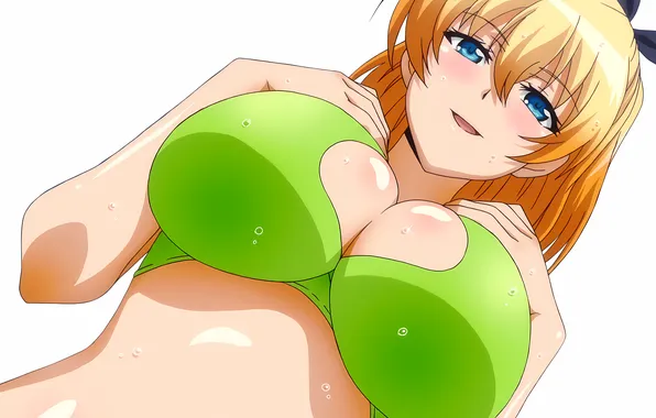 Girl, sexy, wet, cleavage, long hair, boobs, sexy girl, anime