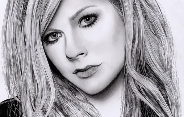 Figure, portrait, pencil, Avril Lavigne