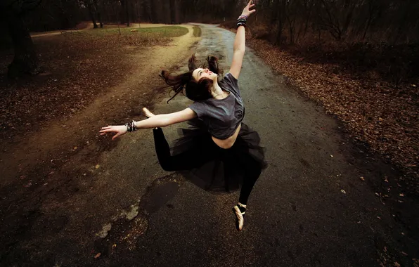 Road, girl, dance