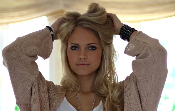 Girl, model, blonde, jacket, Emilie Marie Nereng