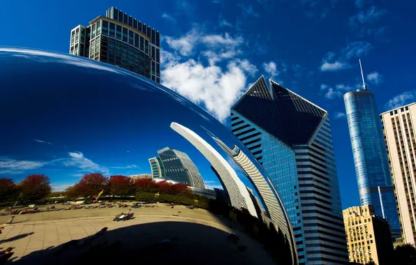 The sky, Chicago, USA, Chicago, Illinois, a drop of mercury, Millennium Park