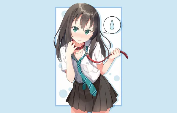 Girl, leash, collar