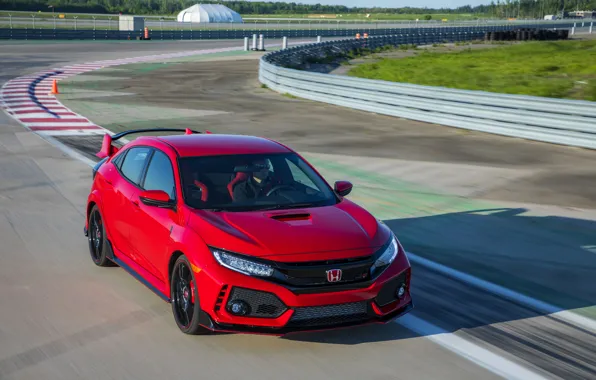 Red, speed, Honda, track, hatchback, the five-door, 2019, Civic Type R