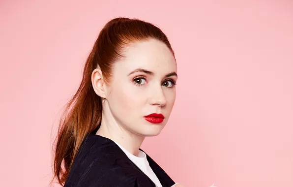 Look, background, portrait, actress, redhead, Karen Gillan, Karen Gillan