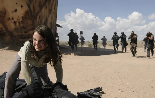 Cinema, girl, gun, Wolverine, X-Men, Logan, weapon, man