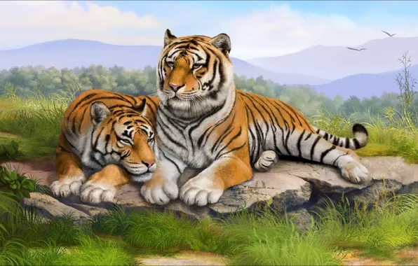 ART, two, tigers, for kids