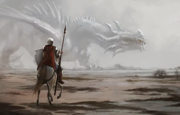 Dragon, horse, warrior, spear