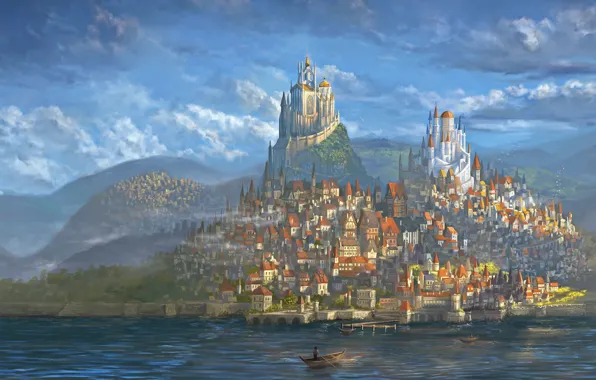 Picture City, World, Fantasy, Art, Fantastic, Castle, Paint, Medieval