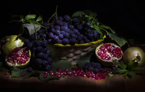 Picture grapes, fruit, grenades