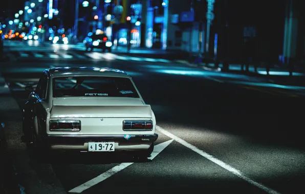 Picture street, street, night, night, datsun, Datsun