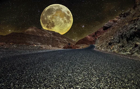 Road, the moon, Huge, Morocco