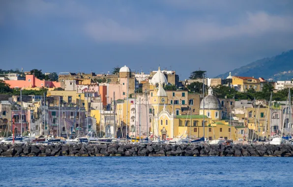 Picture sea, home, Procida, Italy