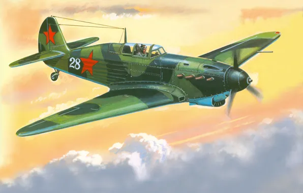 Picture figure, fighter, the plane, The great Patriotic war, Soviet, single-engine, As - 7A