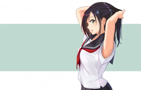 Picture girl, brunette, gum