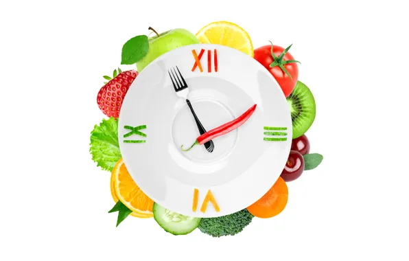 Picture red, cherry, berries, creative, arrows, lemon, watch, Apple