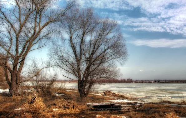 Picture nature, river, ice, spring