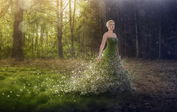 Girl, nature, background