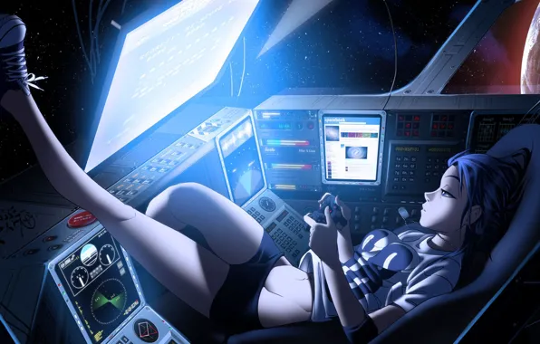 Picture look, space, pose, mood, earth, Girl, lies, console