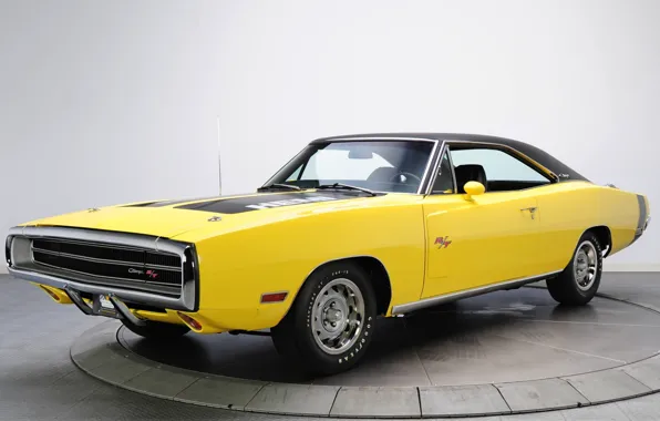 Picture yellow, background, Dodge, Dodge, Charger, 1970, the front, Muscle car