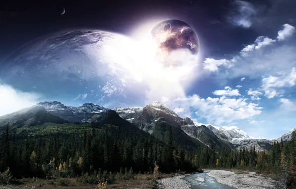 Space, mountains, art