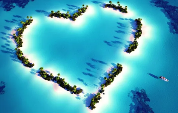Picture love, fantasy, scenery, Heart islands