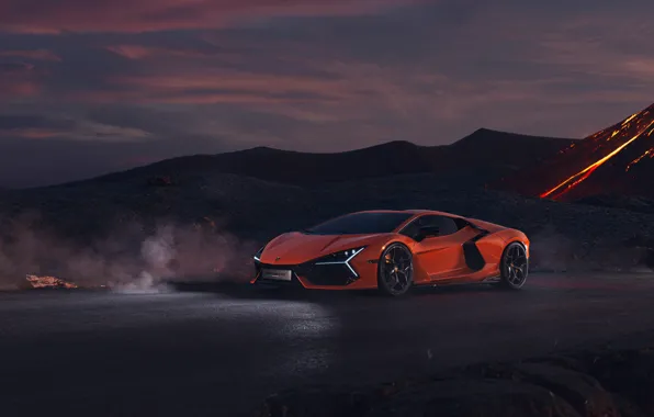 Lamborghini, Orange, Road, Stir