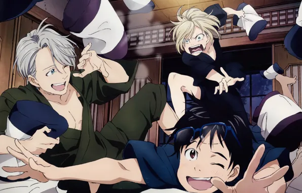 Skaters, guys, three, Yuri on Ice, Yuri on the ice, Viktor Nikiforov, Yuri Katsuki, Yuri …