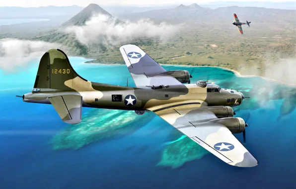 B-17, Flying Fortress, WWII, Ki-43, B-17E, JAAF, Pacific theater of operations
