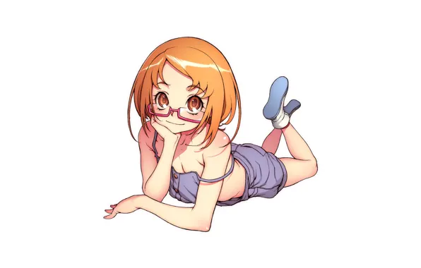 Girl, smile, minimalism, glasses, white background, lies, red