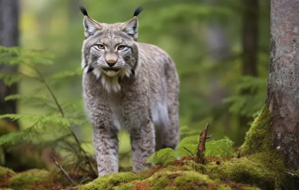 Forest, look, lynx, AI art, neural network