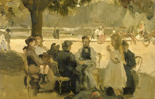 Oil, picture, In the Bois de Boulogne in Paris, Isaac Israels
