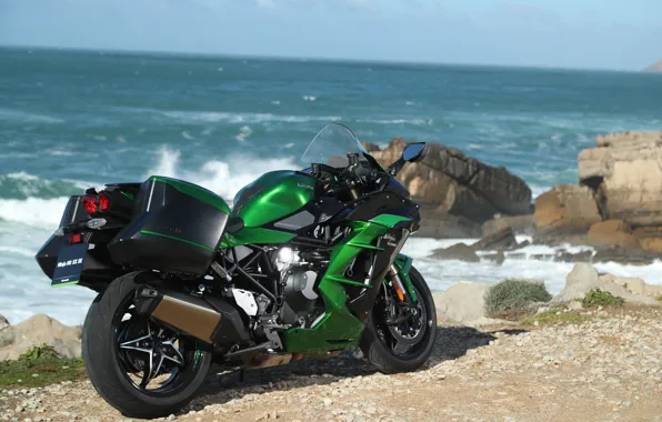 Picture Kawasaki, sea, motorcycle, Ninja, Kawasaki Ninja H2 SX EX