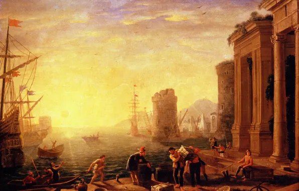 Picture, the urban landscape, Claude Lorrain, Claude Lorrain, Morning in the Harbor, Claude Gellet