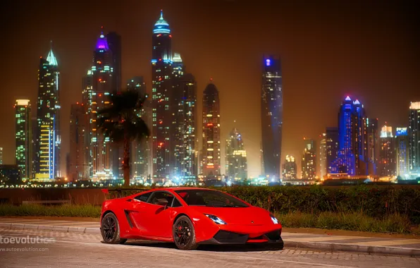 Car, Lamborghini, red, Gallardo, Dubai, LP570-4, Super Receive Road
