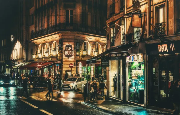 Paris, night, people, everyday life, urban scene, Quartier Latin