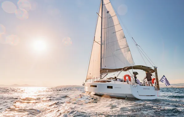 Sea, the sun, romance, coast, sport, sailboat, Greece, captain
