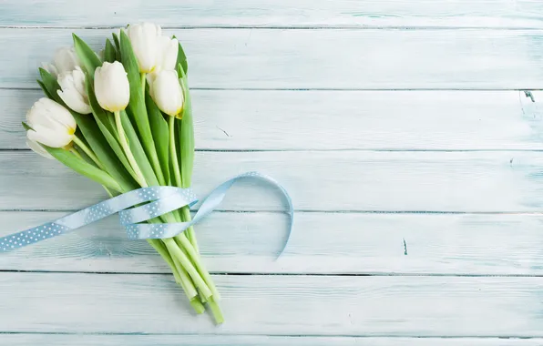 Flowers, bouquet, tulips, white, wood, flowers, tulips, spring