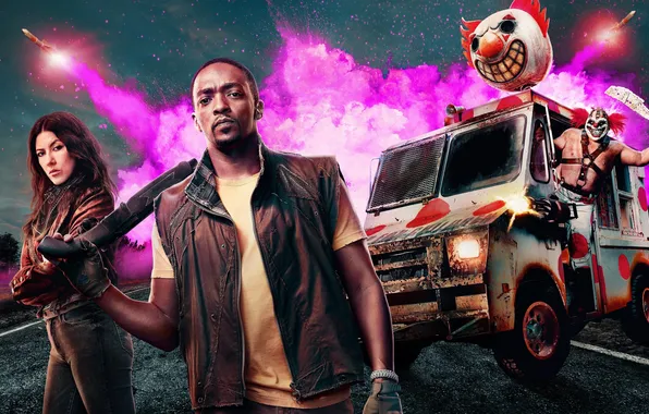 Fiction, the series, action, poster, Twisted Metal, Anthony Mackie, Anthony Mackie, Metal screeching