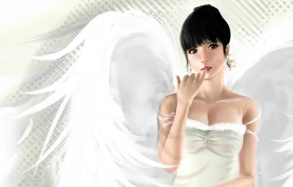 Girl, background, wings, angel, art