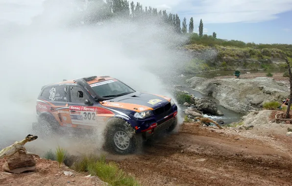 Auto, water, squirt, bmw, rally, Dakar