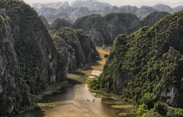 Forest, mountains, river, Vietnam, Vietnam, Near Tam Coc
