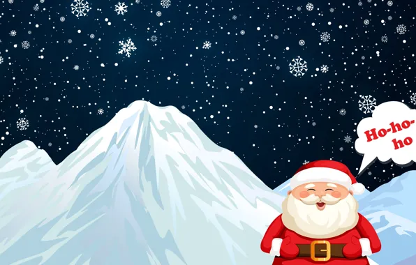 Minimalism, Mountains, Snow, Christmas, Costume, Snowflakes, Background, New year