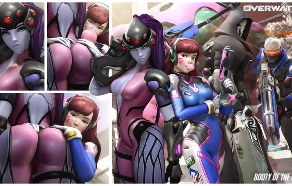 Ass, chest, girl, ass, Assassin, Reaper, Overwatch, Widowmaker
