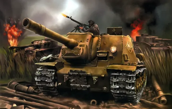 Art, tank, the battle, tanks, installation, army, WWII, self-propelled