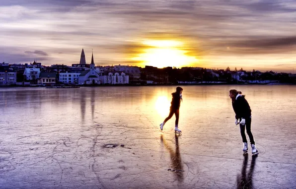 Picture ice, people, home, rink, Iceland