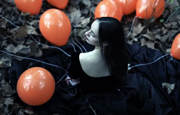 Picture girl, background, balls